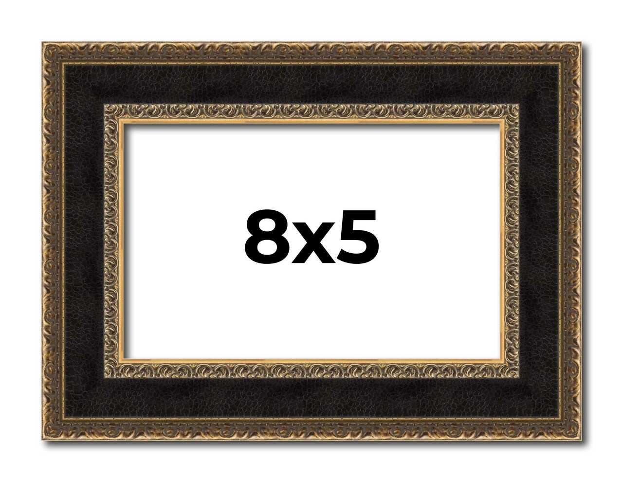 8x5 Ornate Brown Picture Frame - UV Acrylic, Foam Board Backing, Hanging Hardware
